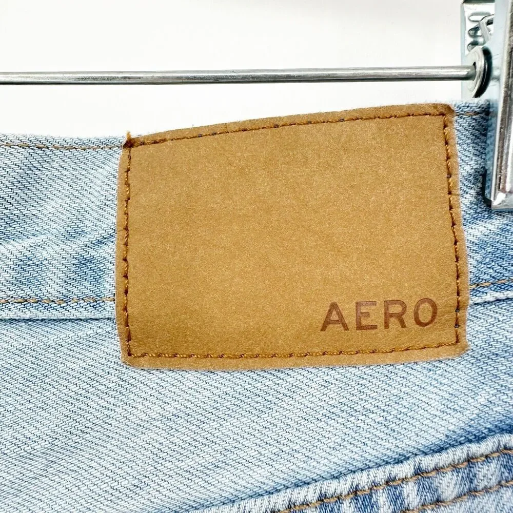Aeropostale‎ Straight Jeans Size 8 Women 90’s Super High Rise Destroyed Button